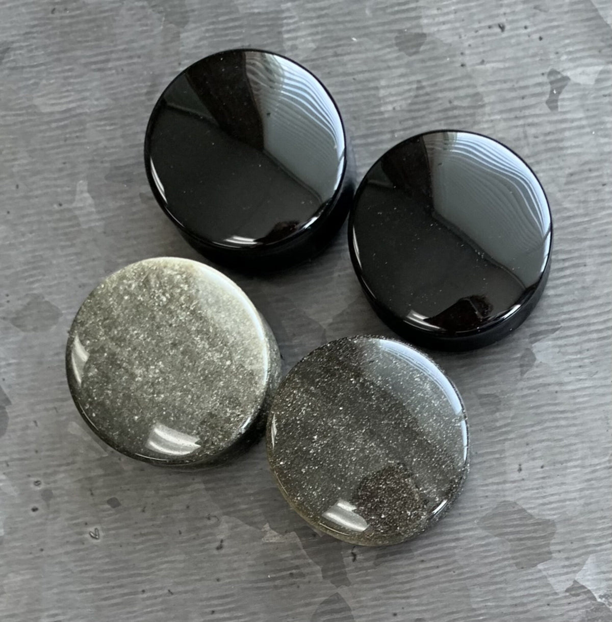 PAIR of Stunning Golden Obsidian Organic Double Flare Stone Plugs - Gauges 2g (8mm) up thru 1" (25mm) available!