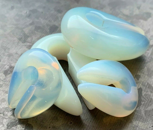 Pair of Stunning Opalite Keyhole Hanger Ear Weight Tunnels/Plugs - Gauge 0g (8mm) thru 5/16 (16mm) available!