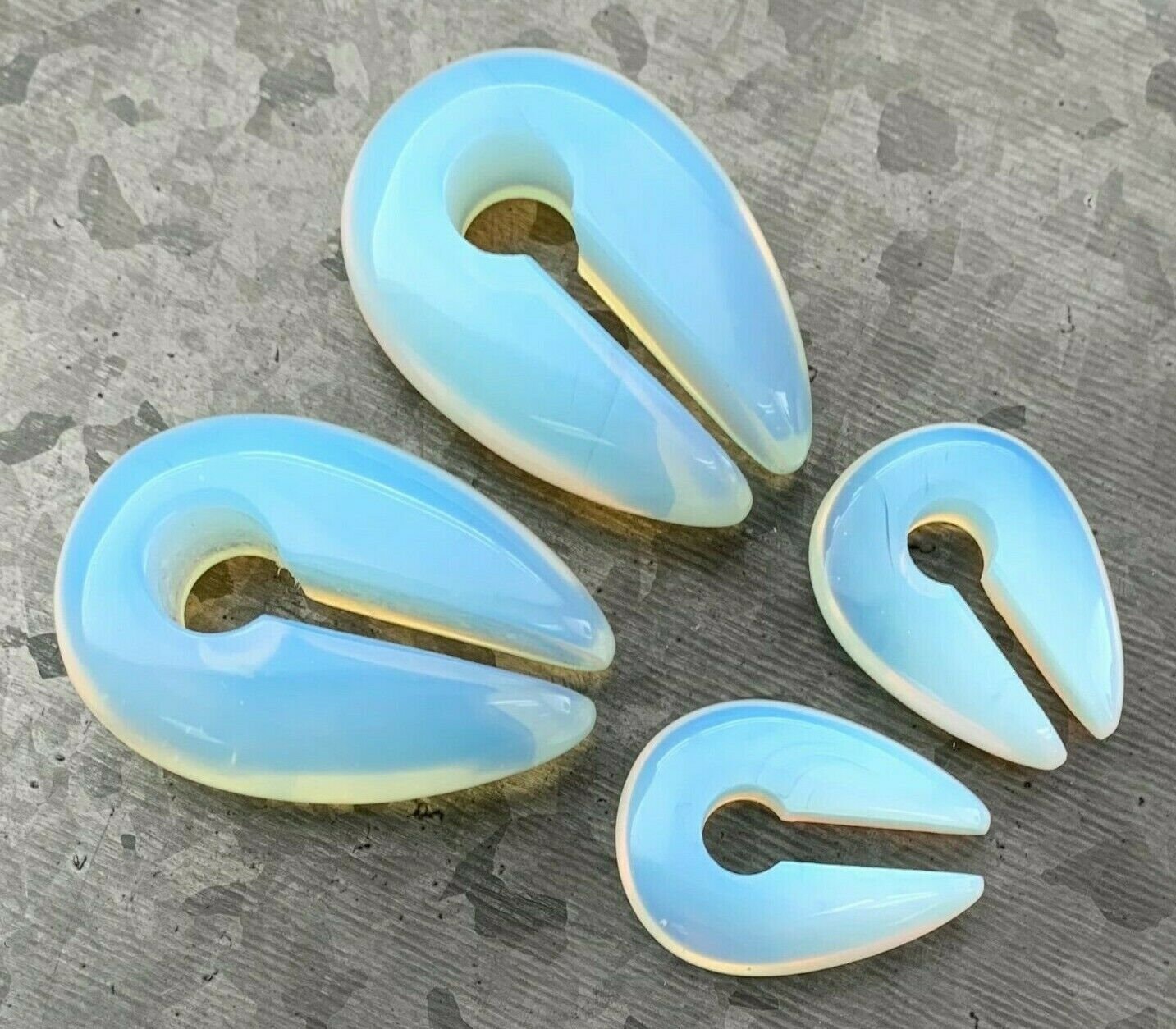 Pair of Stunning Opalite Keyhole Hanger Ear Weight Tunnels/Plugs - Gauge 0g (8mm) thru 5/16 (16mm) available!