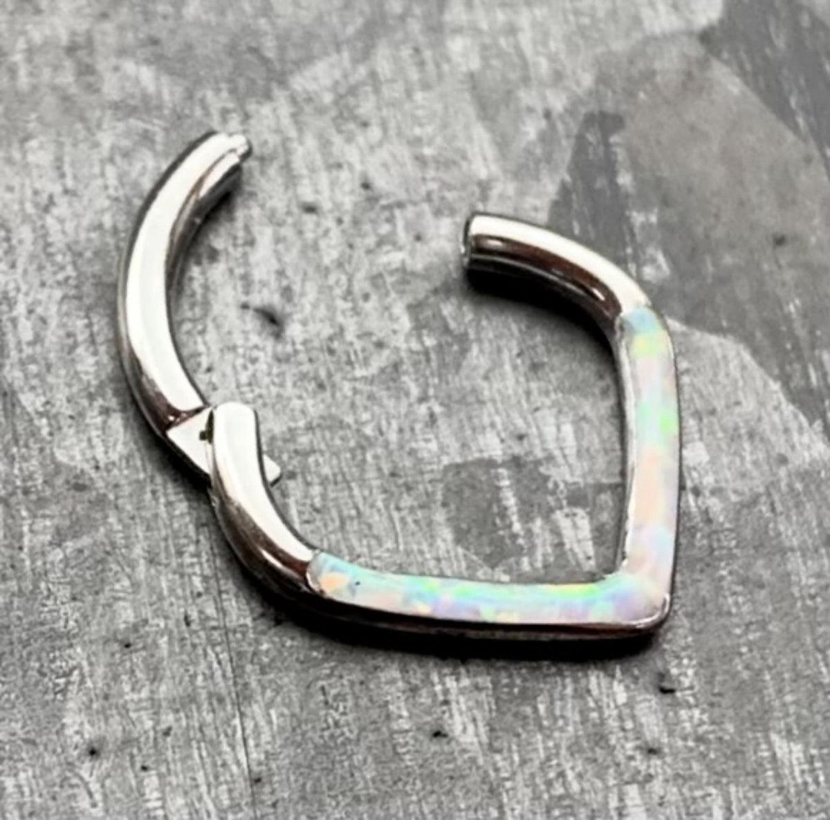 1 Piece Beautiful Chevron Opal Steel Front Hinged Segment Ring -16g - Choose 8mm or 10mm - Can be used for Septum, Helix & Daith!