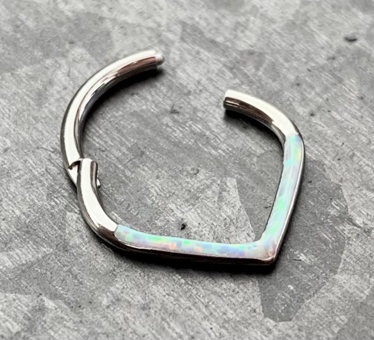 1 Piece Beautiful Chevron Opal Steel Front Hinged Segment Ring -16g - Choose 8mm or 10mm - Can be used for Septum, Helix & Daith!