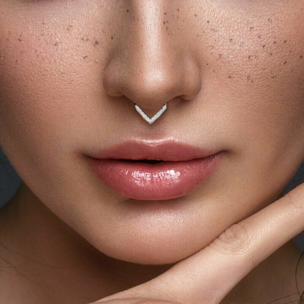 1 Piece Beautiful Chevron Opal Steel Front Hinged Segment Ring -16g - Choose 8mm or 10mm - Can be used for Septum, Helix & Daith!