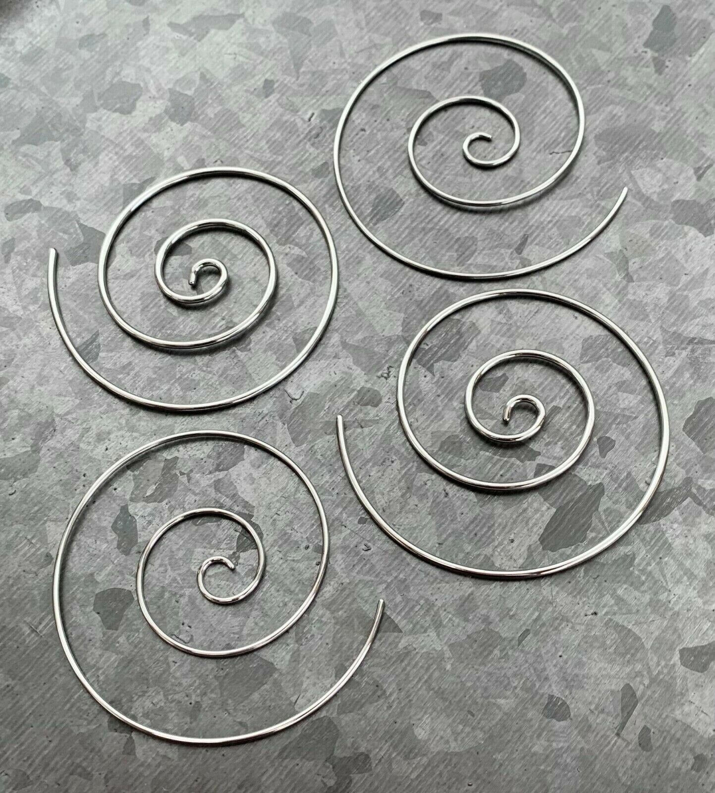 PAIR of Unique Large Steel Spiral Coiled Tapers - Gauges 14g (1.6mm) and 16g (1.2mm) available!