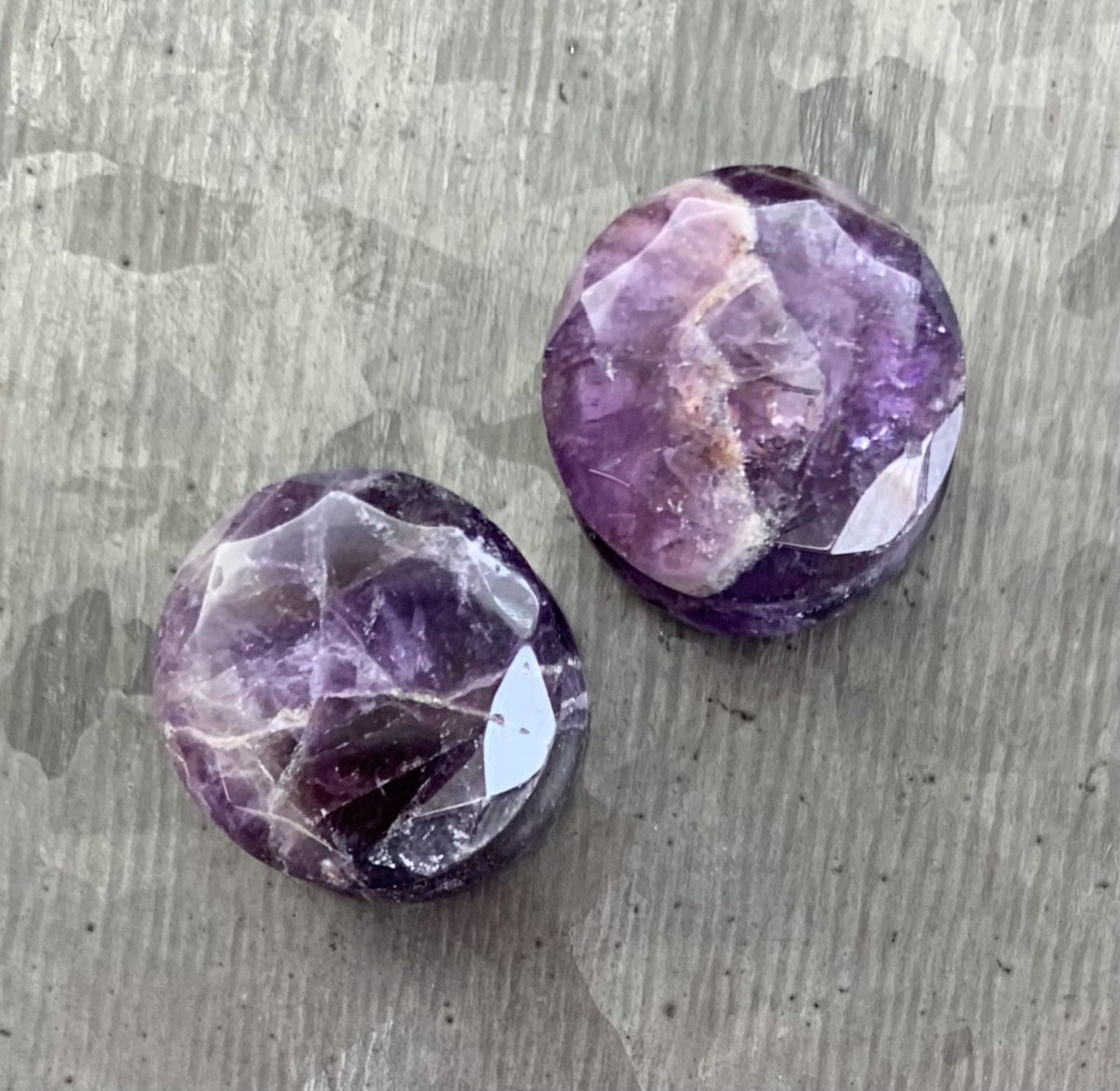 PAIR of Stunning Faceted Organic Amethyst Stone Double Flare Plugs - Gauges 4g (5mm) through 5/8" (16mm) available!