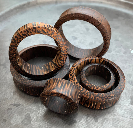 PAIR of Stunning Organic Palm Wood Tunnels / Plugs - Gauges 1" (25mm) thru 52mm (a little over 2") available!