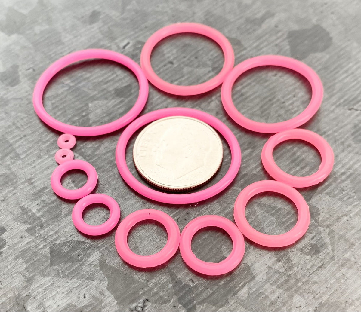 10 pack of Pink Replacement O-Rings Bands for Plugs or Tunnels - 13 more colors available!
