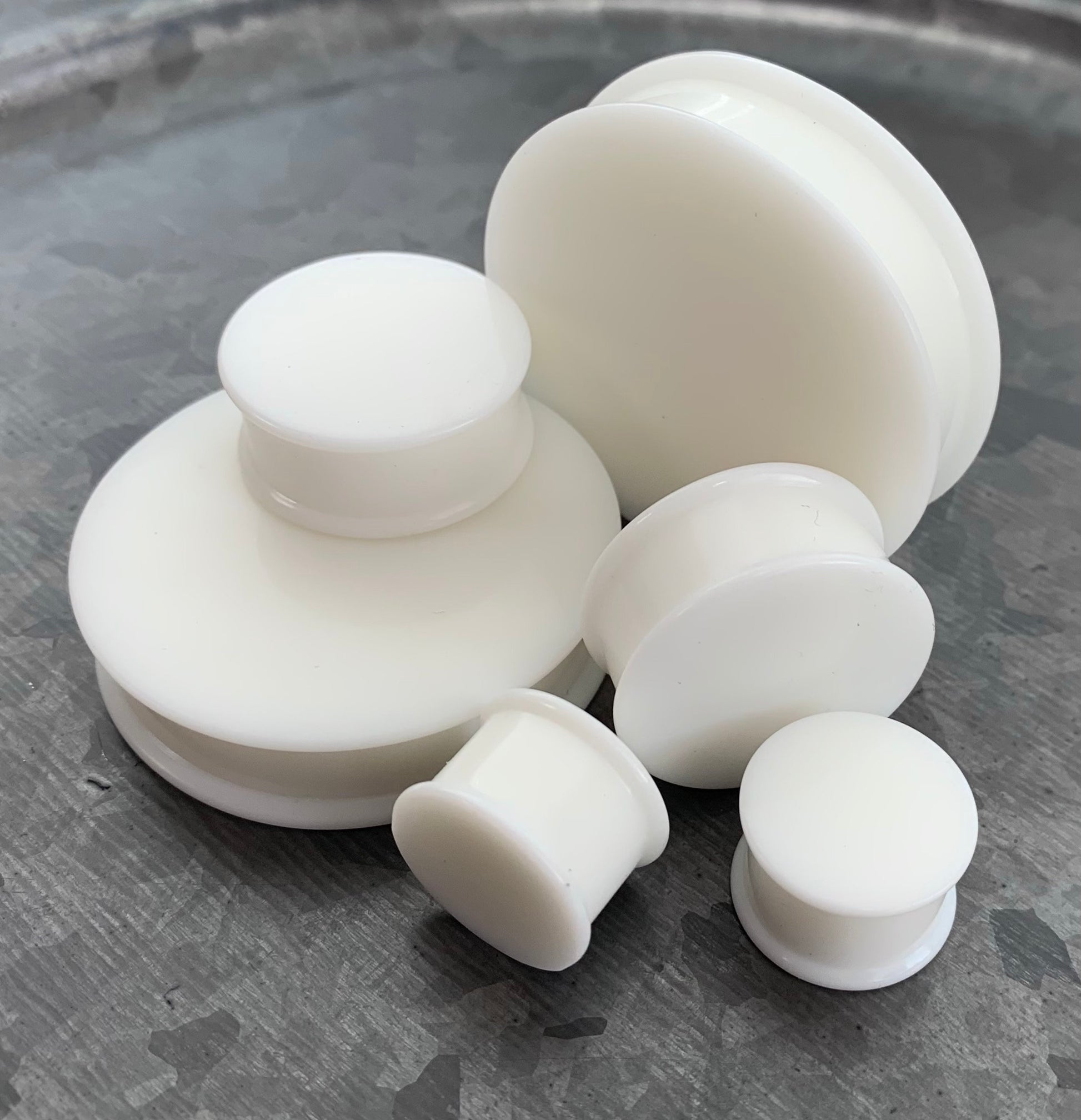 PAIR of Stunning Bright White Silicone Double Flare Plugs - Gauges 2g (6mm) up to 2" (51mm) available!