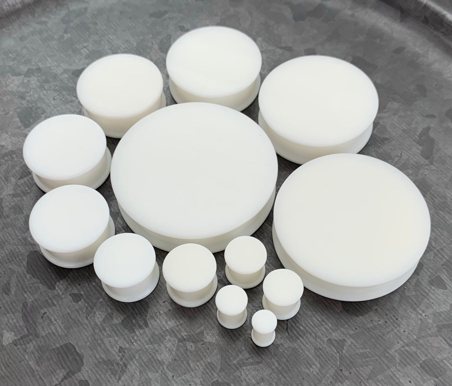 PAIR of Stunning Bright White Silicone Double Flare Plugs - Gauges 2g (6mm) up to 2" (51mm) available!