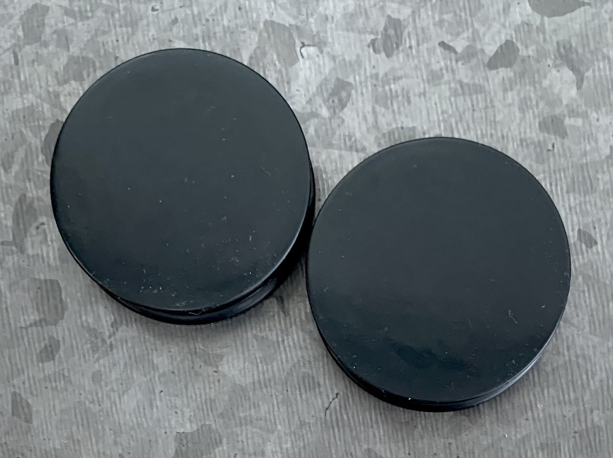 PAIR of Midnight Black Solid Silicone Double Flare Plugs