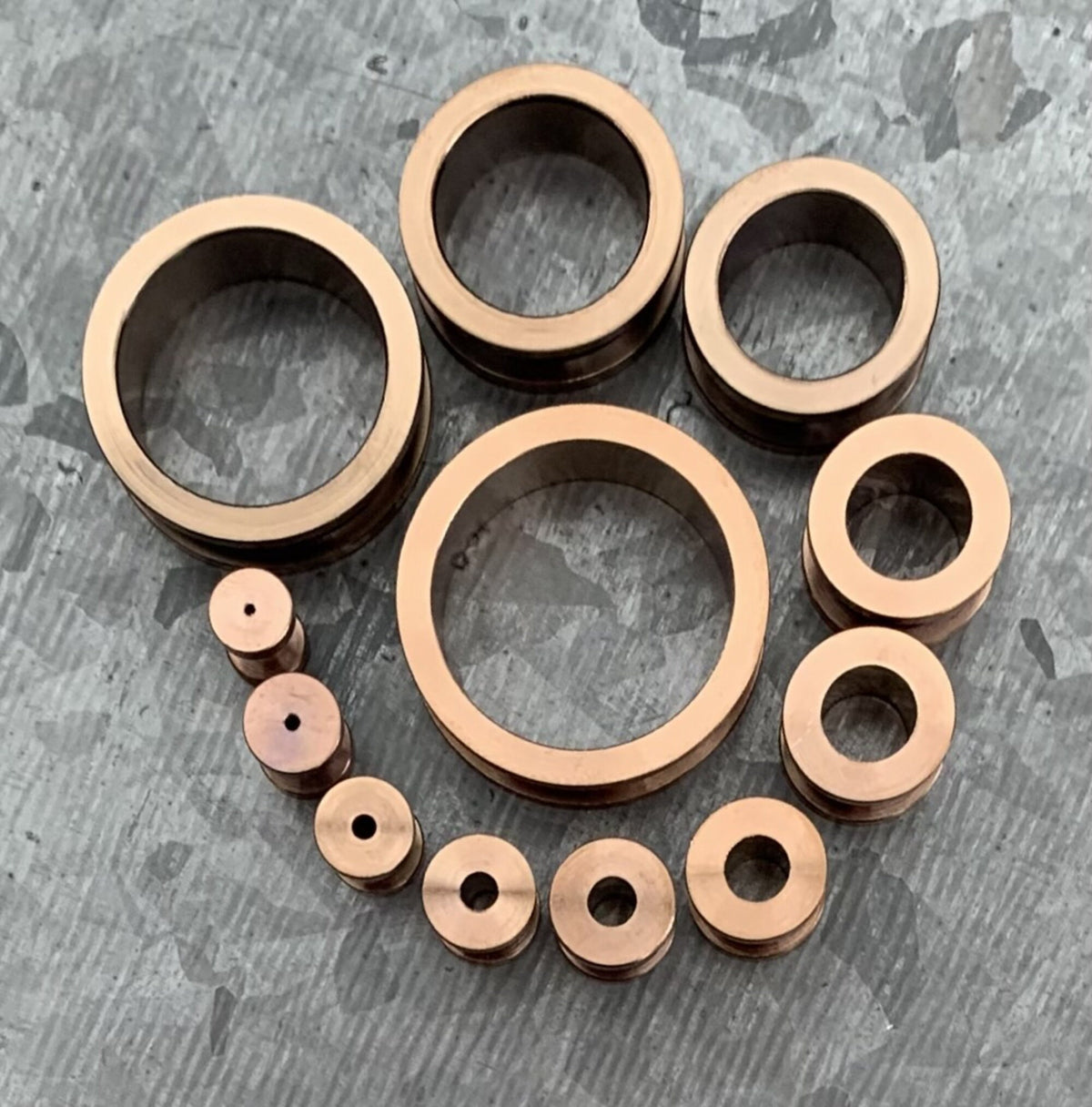 PAIR of Stunning Bronze Plated 316L Steel Screw Fit Tunnels/Plugs - Gauges 16g (1.2mm) thru 15/16" (24mm) available!