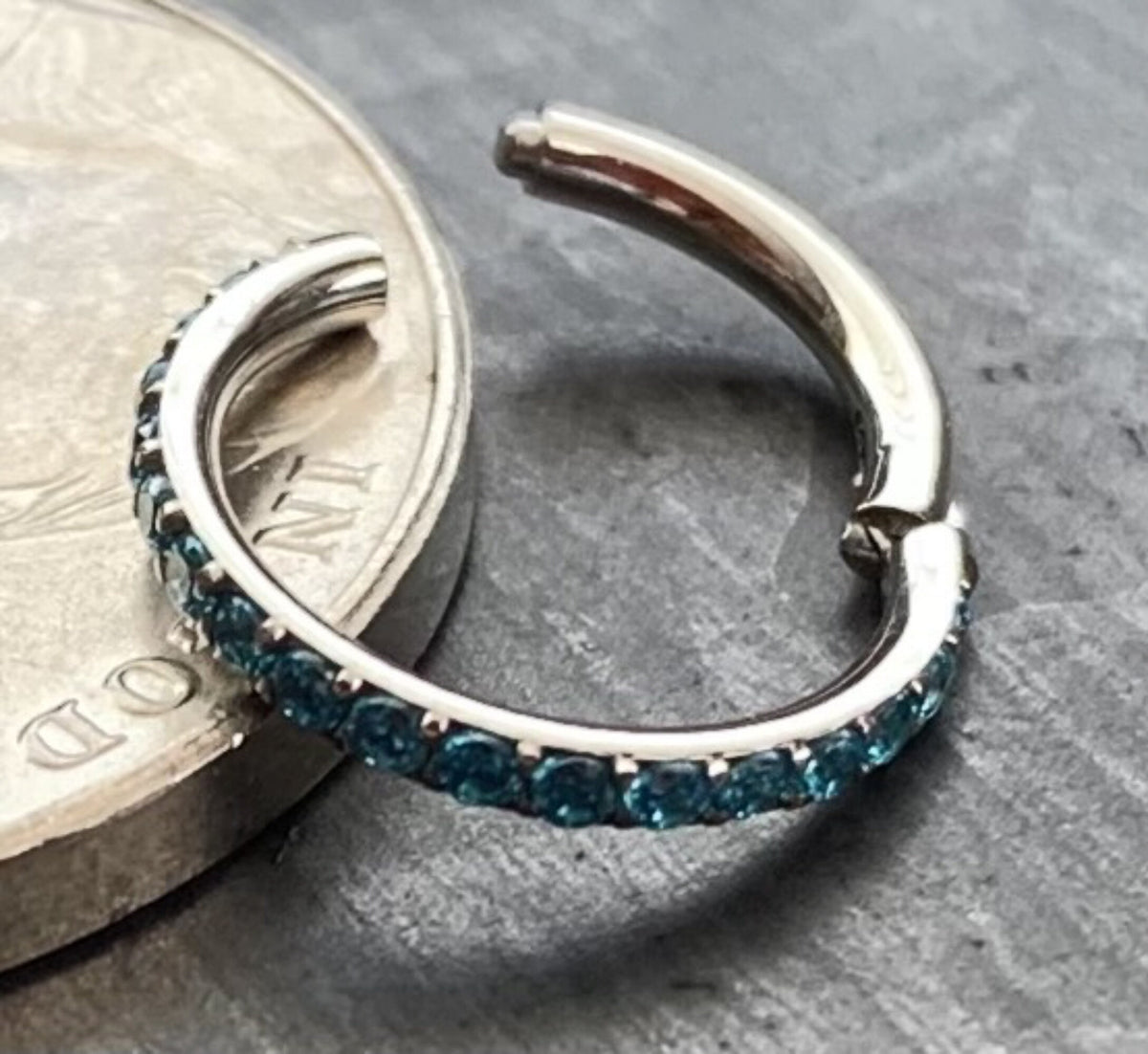 1pc Stunning 316L Surgical Steel with CNC Set CZ Gems Hinged Segment Ring / Hoop - Gauge 18g, 16g or 14g Diameter 10mm or 8mm available!