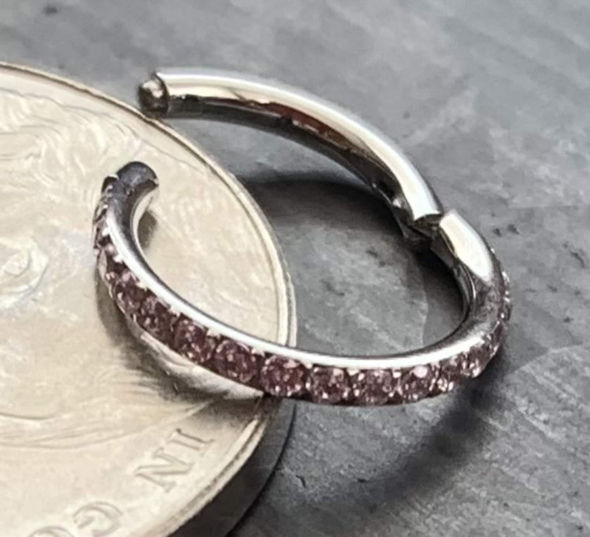 1pc Stunning 316L Surgical Steel with CNC Set CZ Gems Hinged Segment Ring / Hoop - Gauge 18g, 16g or 14g Diameter 10mm or 8mm available!