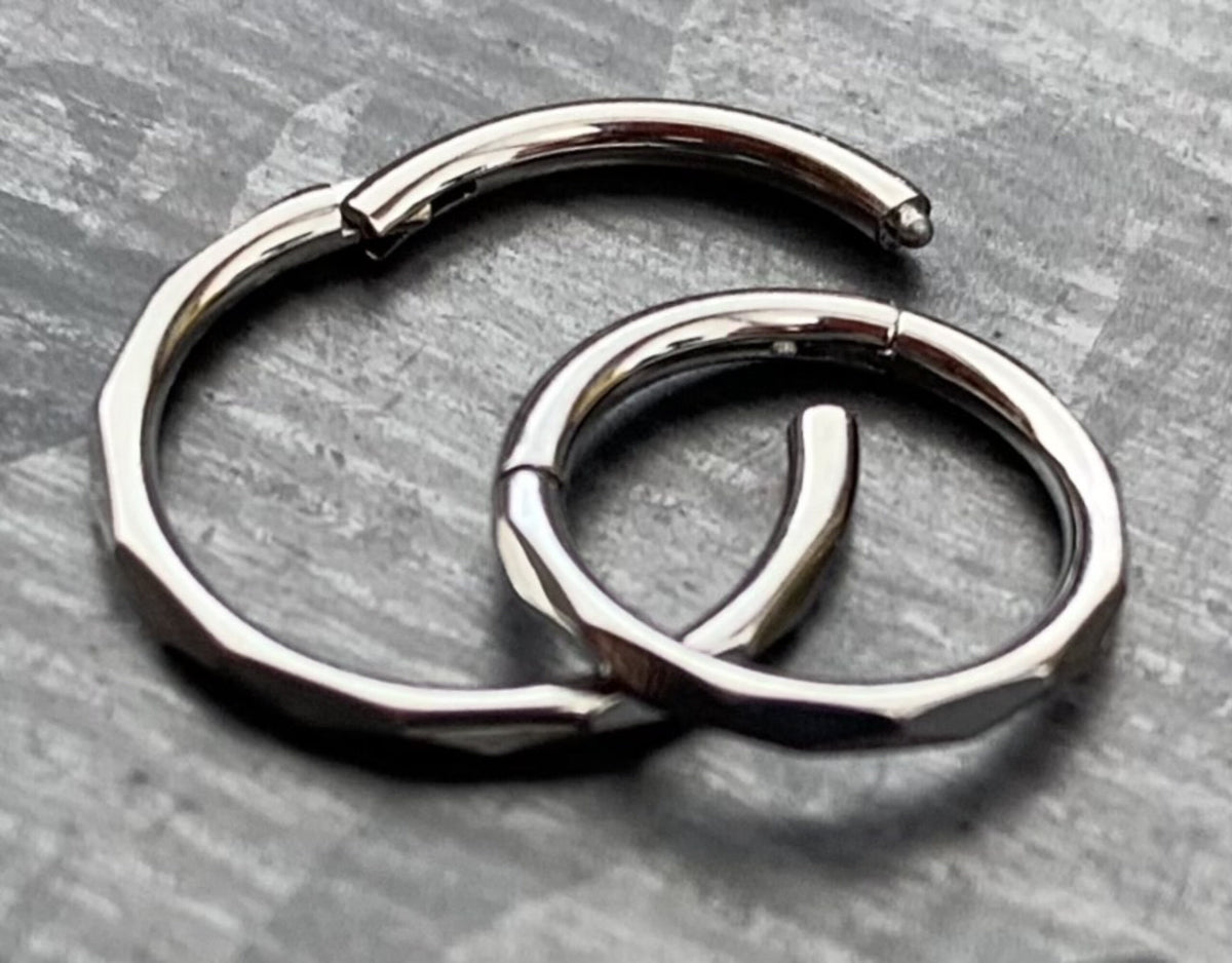 1pc Implant Grade Titanium Faceted Hinged Segment Septum Ring - 16g - 10mm, 8mm - Silver, Black, Gold & Rose Gold available!