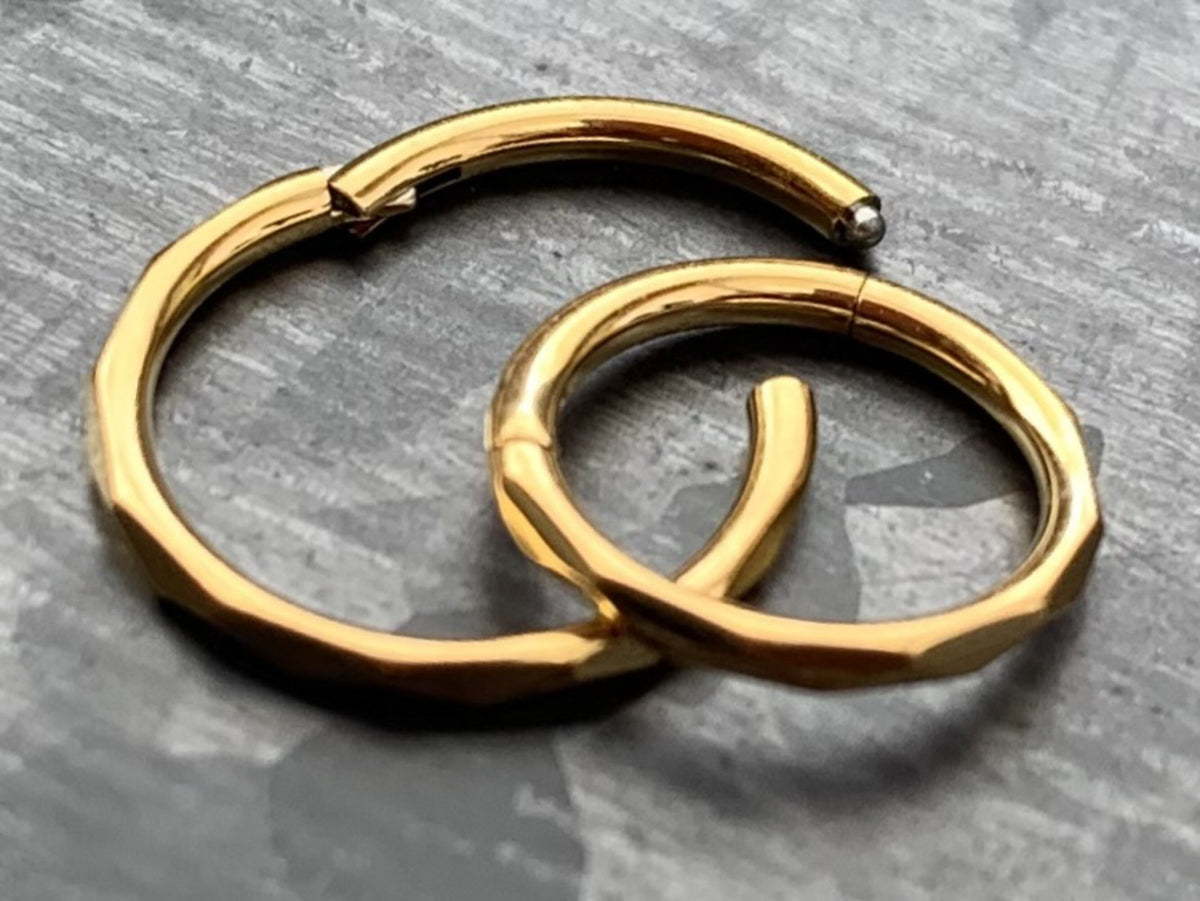 1pc Implant Grade Titanium Faceted Hinged Segment Septum Ring - 16g - 10mm, 8mm - Silver, Black, Gold & Rose Gold available!