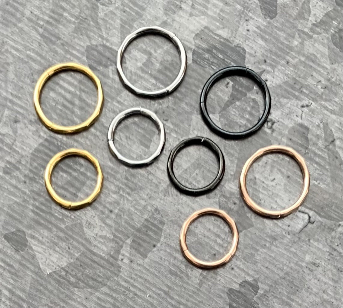 1pc Implant Grade Titanium Faceted Hinged Segment Septum Ring - 16g - 10mm, 8mm - Silver, Black, Gold & Rose Gold available!
