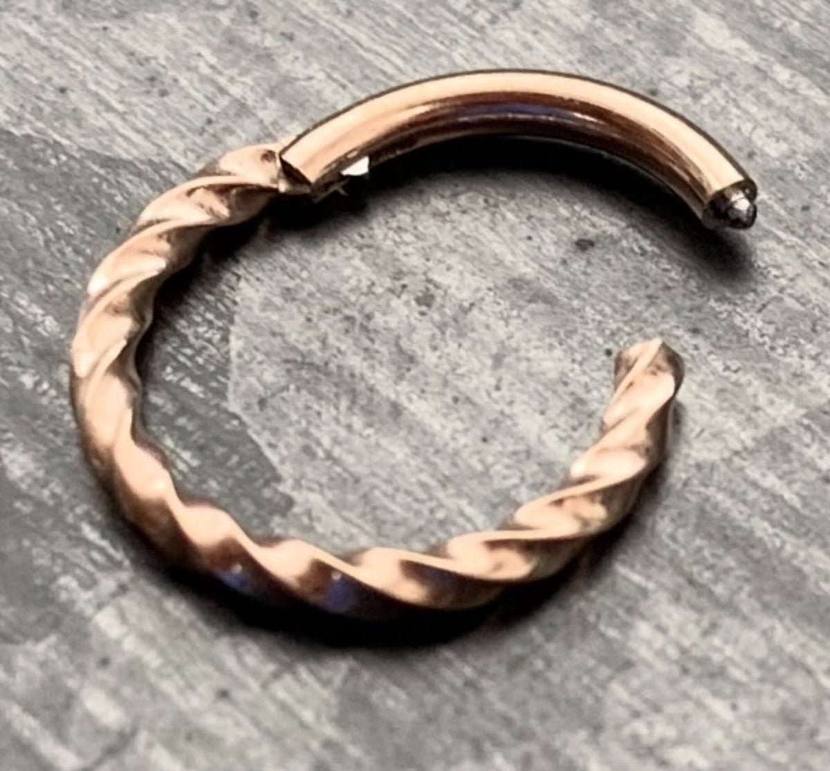 1 Piece Stunning Stainless Steel Twisted Style Hinged Segment Ring - 16g, 8mm - Steel, Black, Gold, Rose Gold, and Rainbow available!