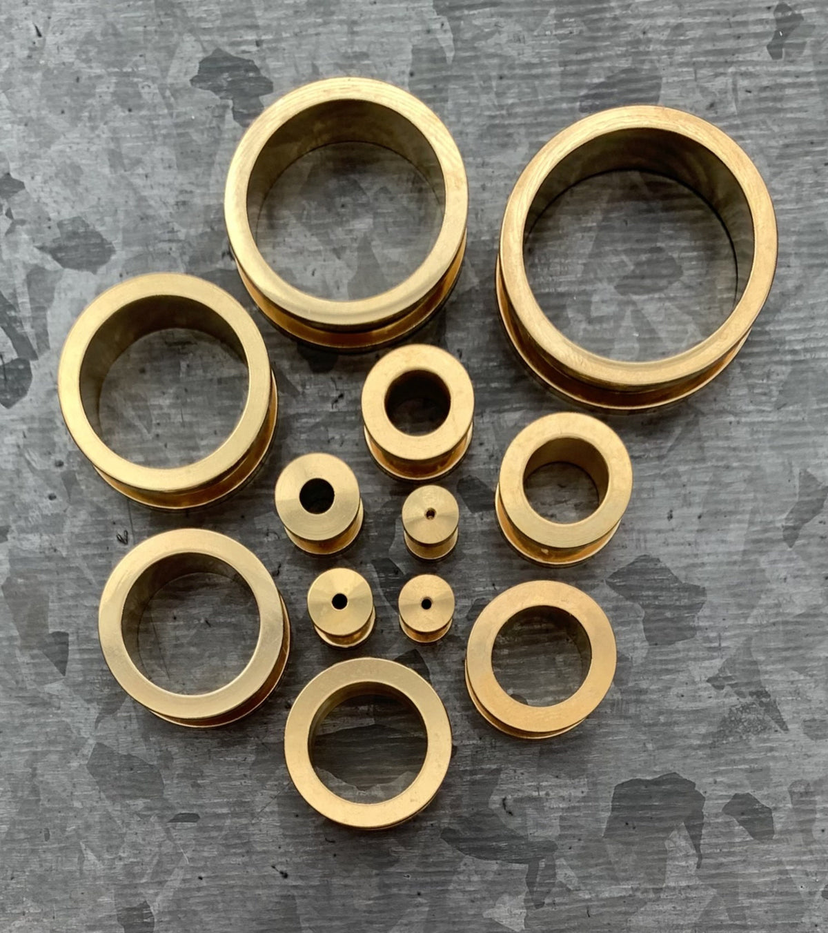 PAIR of Beautiful Gold Ion Plated 316L Steel Screw Fit Tunnels/Plugs - Gauges 16g (1.2mm) thru 1" (25mm) available!