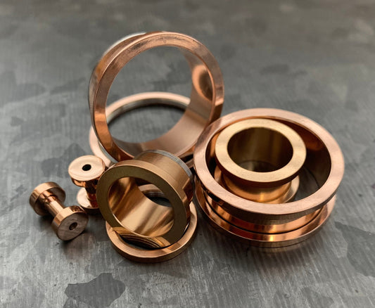 PAIR of Beautiful Rose Gold Ion Plated 316L Steel Screw Fit Tunnels/Plugs - Gauges 8g (3mm) thru 1" (25mm) available!