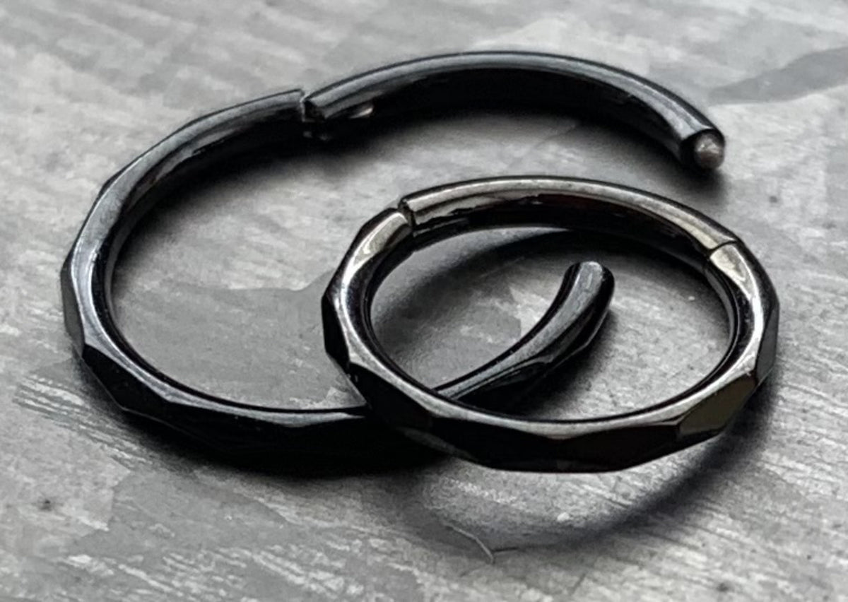1pc Implant Grade Titanium Faceted Hinged Segment Septum Ring - 16g - 10mm, 8mm - Silver, Black, Gold & Rose Gold available!