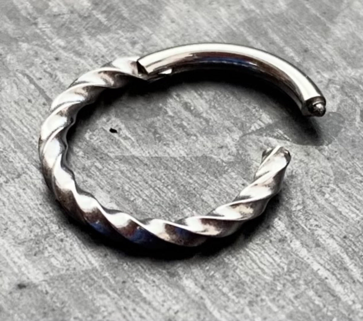 1 Piece Stunning Stainless Steel Twisted Style Hinged Segment Ring - 16g, 8mm - Steel, Black, Gold, Rose Gold, and Rainbow available!