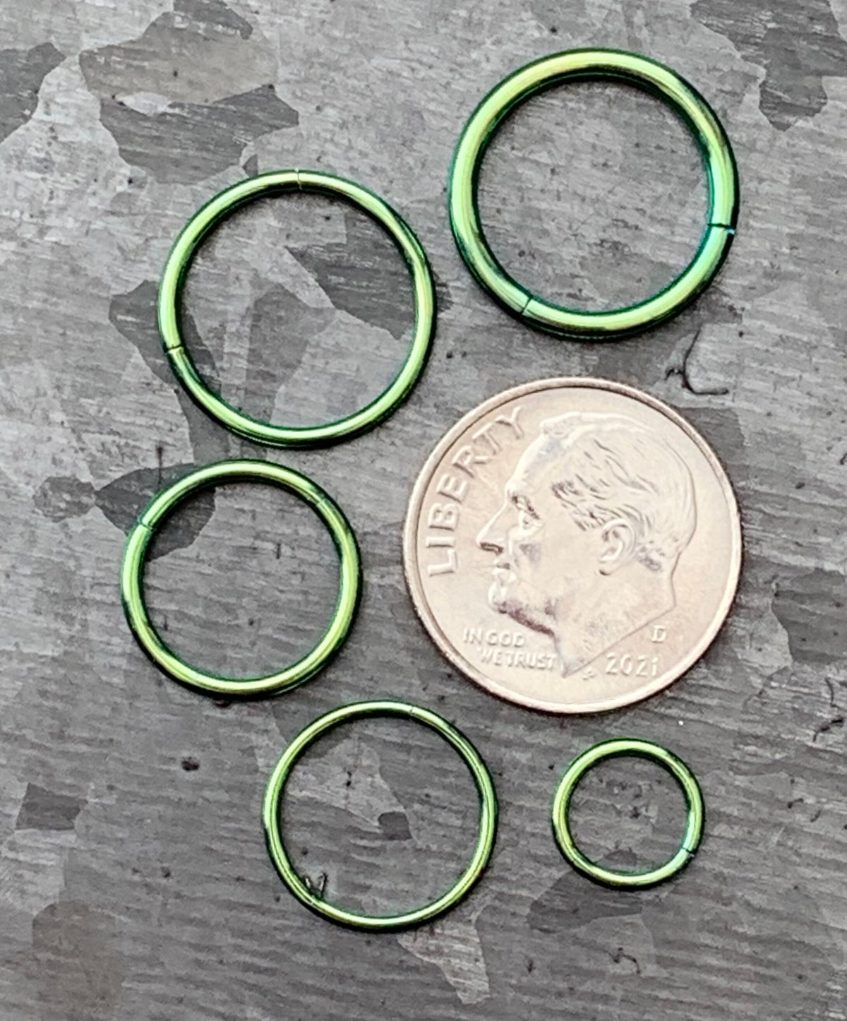 1 Piece of Beautiful Green Hinged Segment Septum Ring/Hoop - Gauges 14g, 16g, 18g & 20g available!
