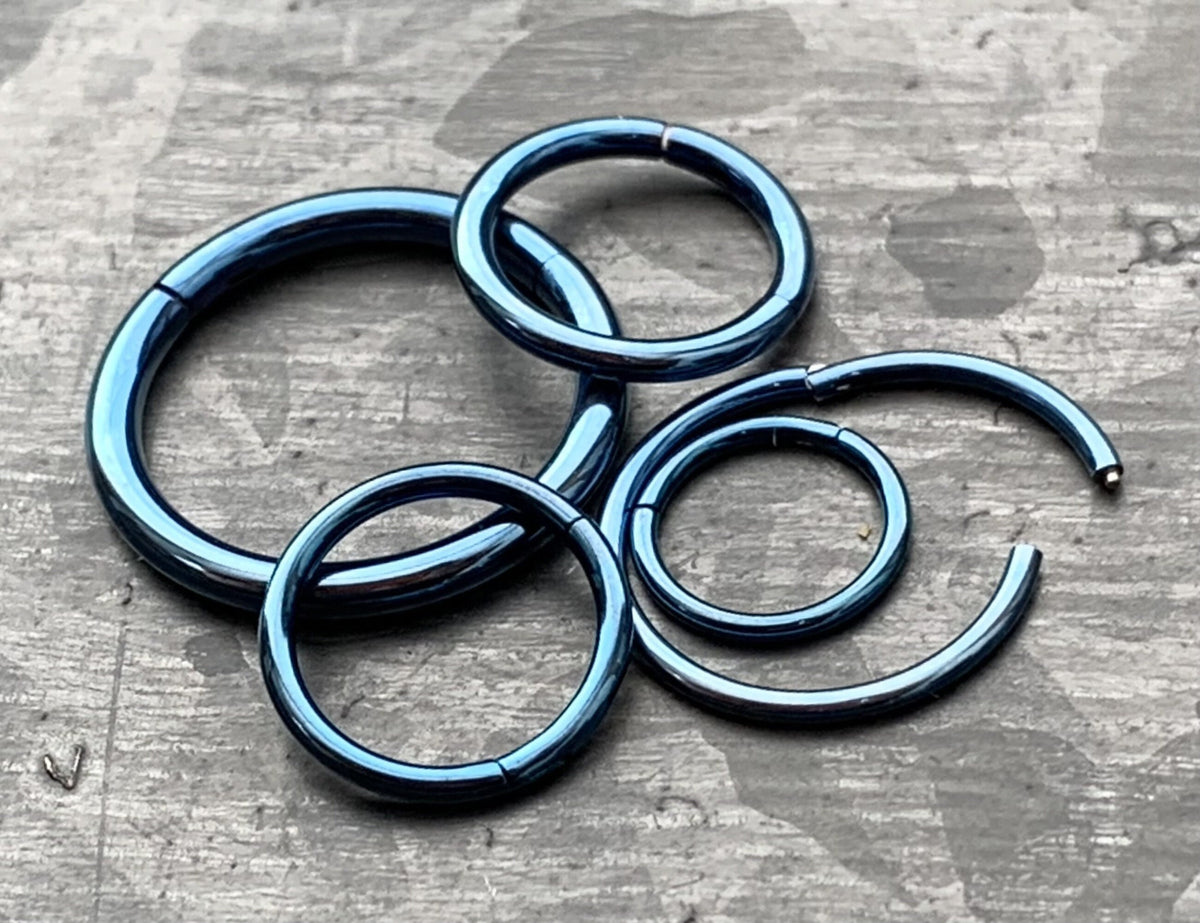 1 Piece of Stunning Blue Hinged Segment Septum Ring/Hoop - Gauges 14g, 16g, 18g & 20g available!