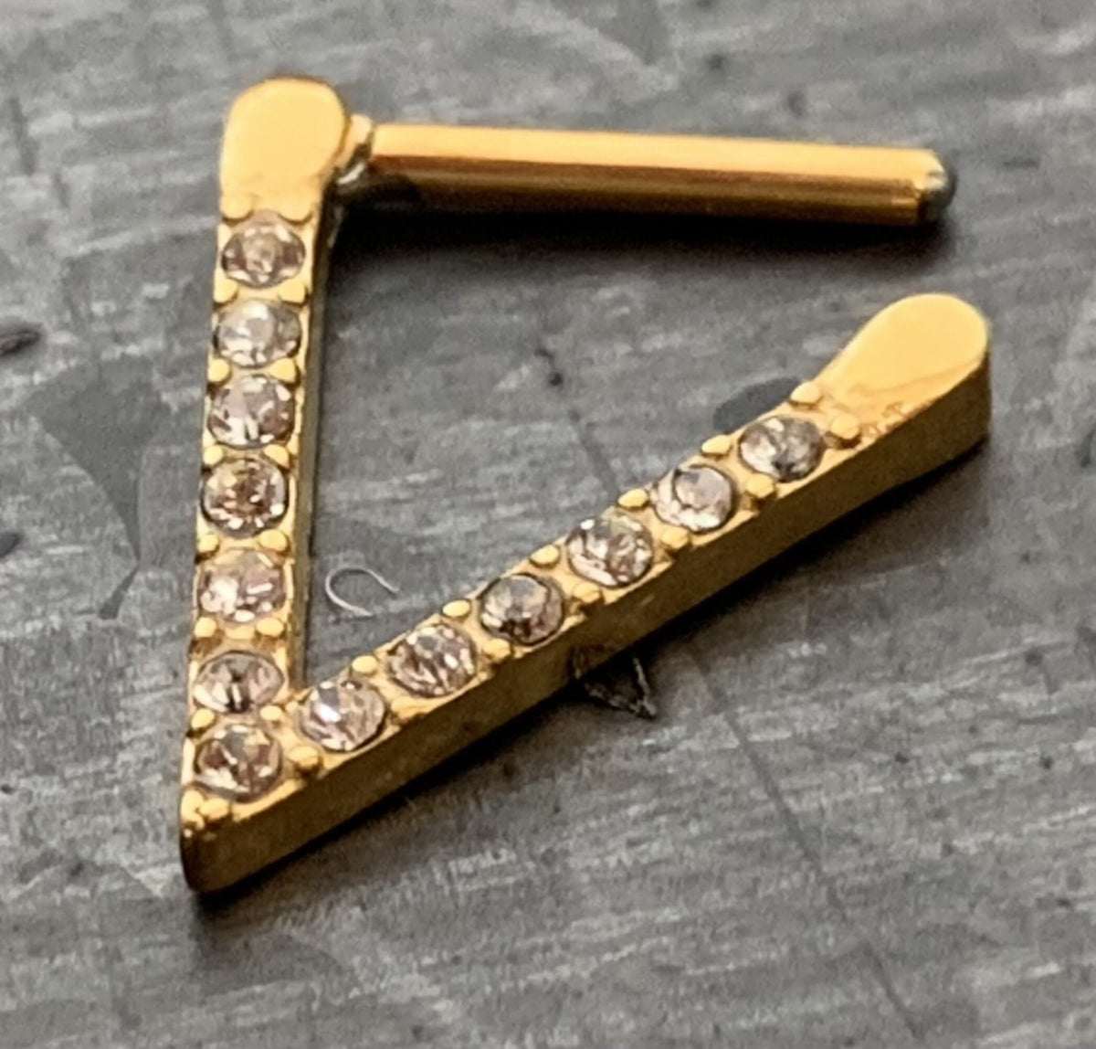 1 Piece Unique Triangle CZ Gem Steel Hinged Segment Ring - 16g - 8mm internal diameter - Black, Silver and Gold available!