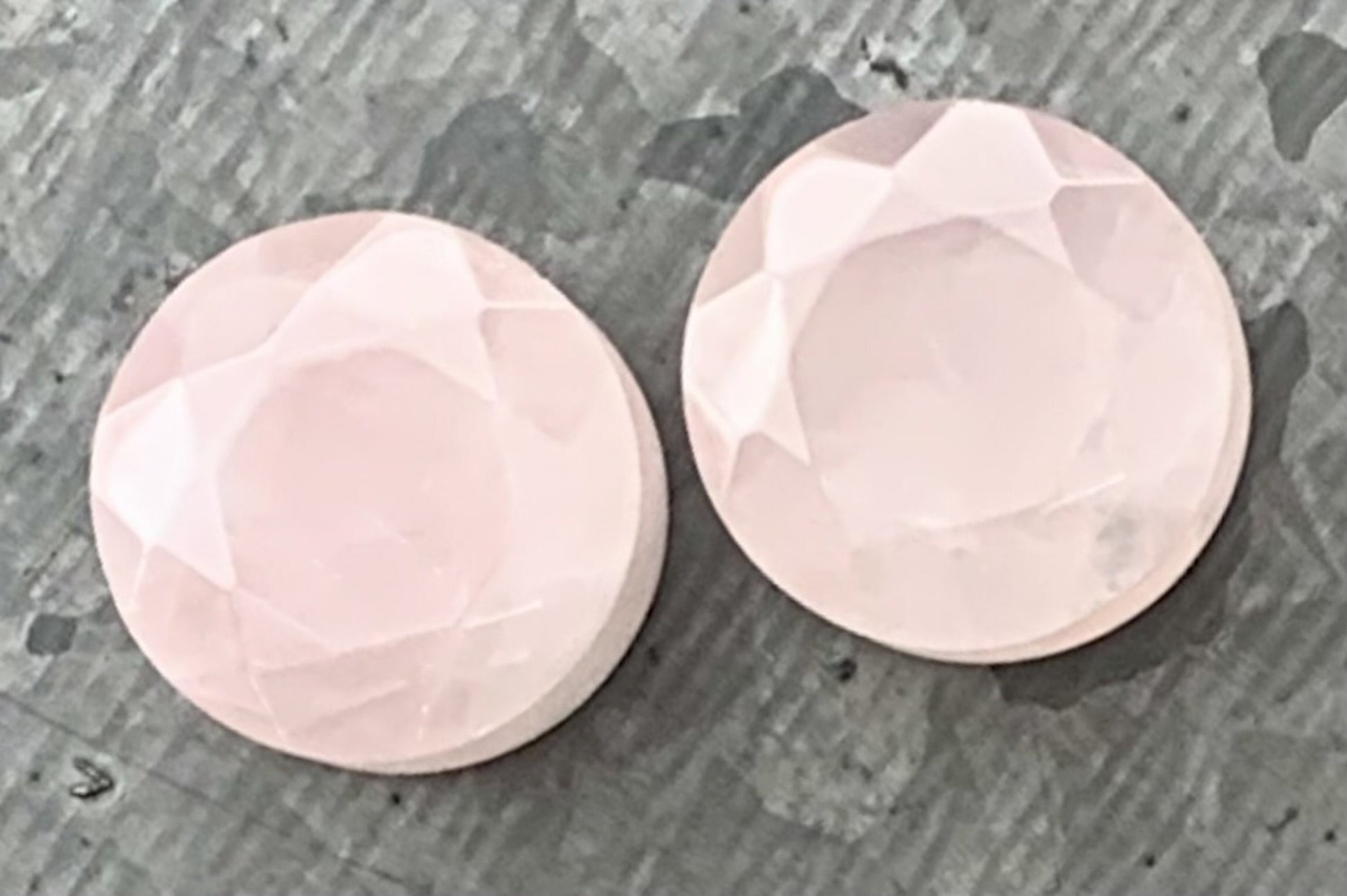 PAIR of Beautiful Faceted Organic Rose Quartz Stone Double Flare Plugs - Gauges 4g (5mm) through 5/8" (16mm) available!