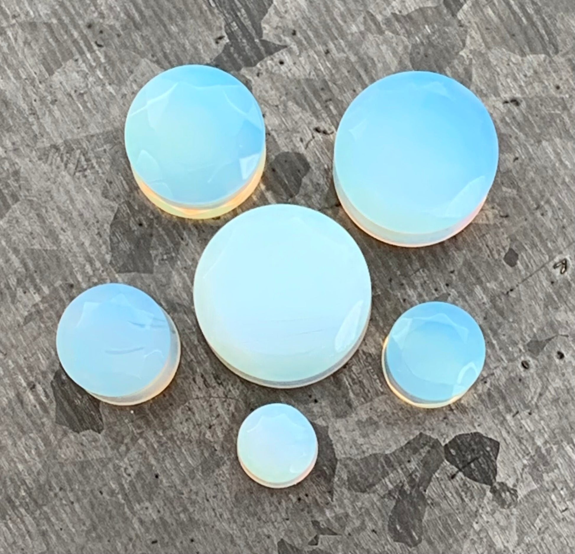 PAIR of Stunning Faceted Organic Opalite Stone Double Flare Plugs - Gauges 4g (5mm) through 14mm) available!