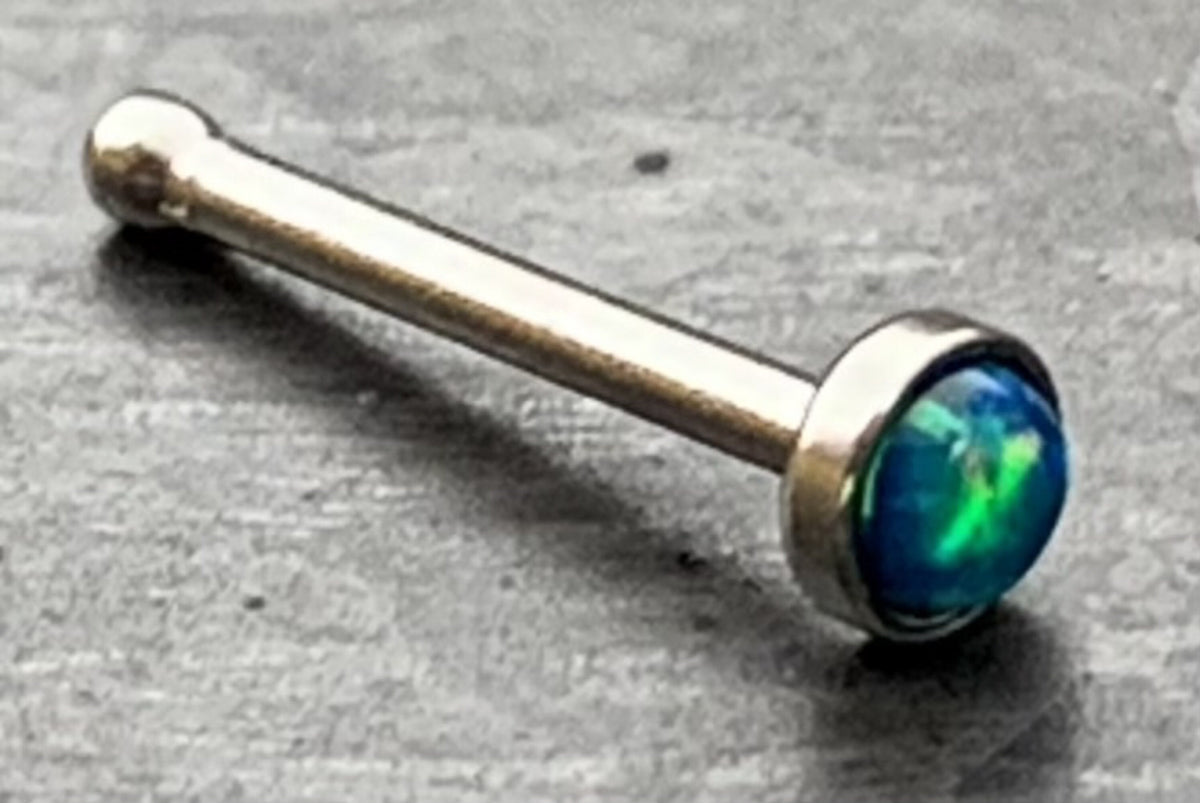 1 Piece Stunning Opal Set Nose Stud / Bone 316L Surgical Steel Ring - White, Green, Blue & Purple Opals Available!