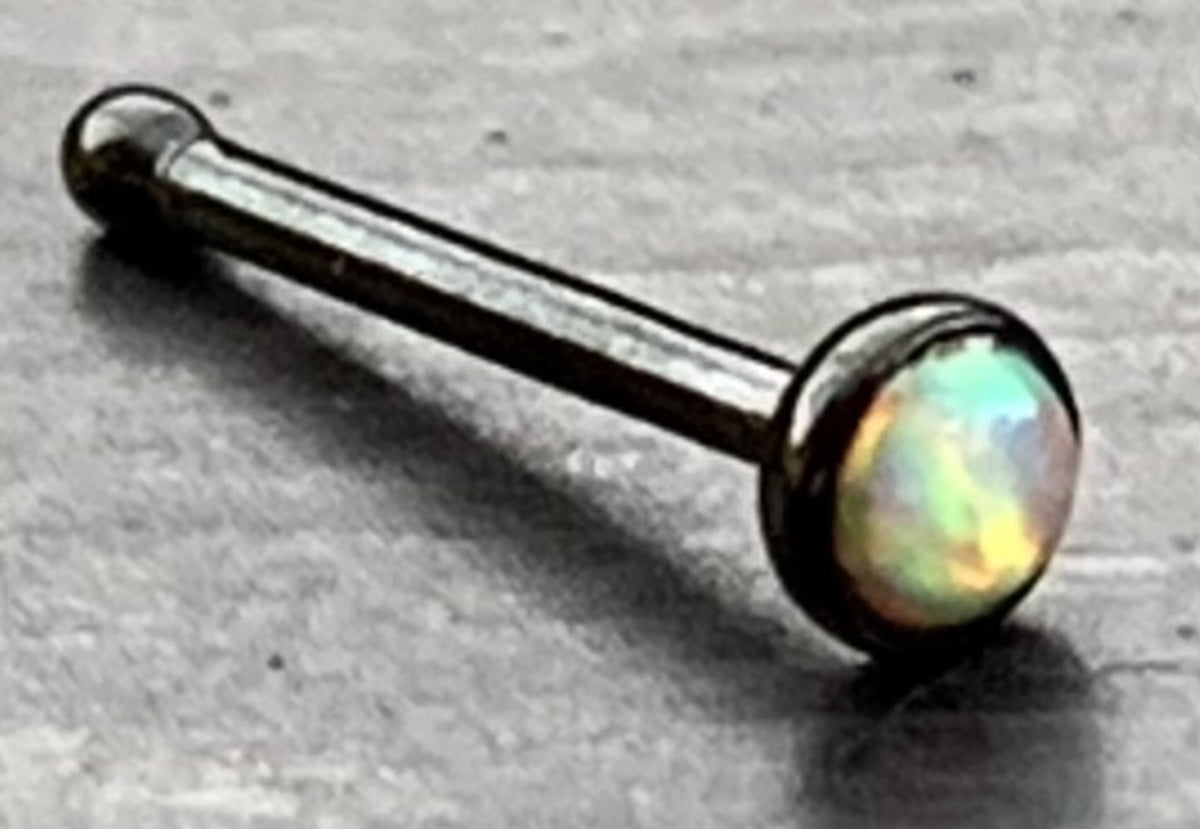 1 Piece Stunning Opal Set Nose Stud / Bone 316L Surgical Steel Ring - White, Green, Blue & Purple Opals Available!