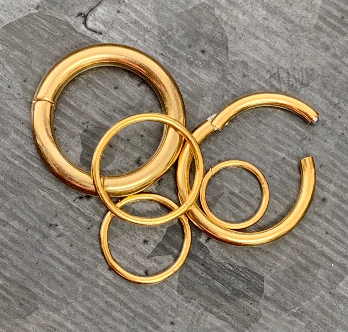 1 Piece of Stunning Gold Hinged Segment Septum Ring/Hoop - Gauges 10g, 12g, 14g, 16g, 18g & 20g available!