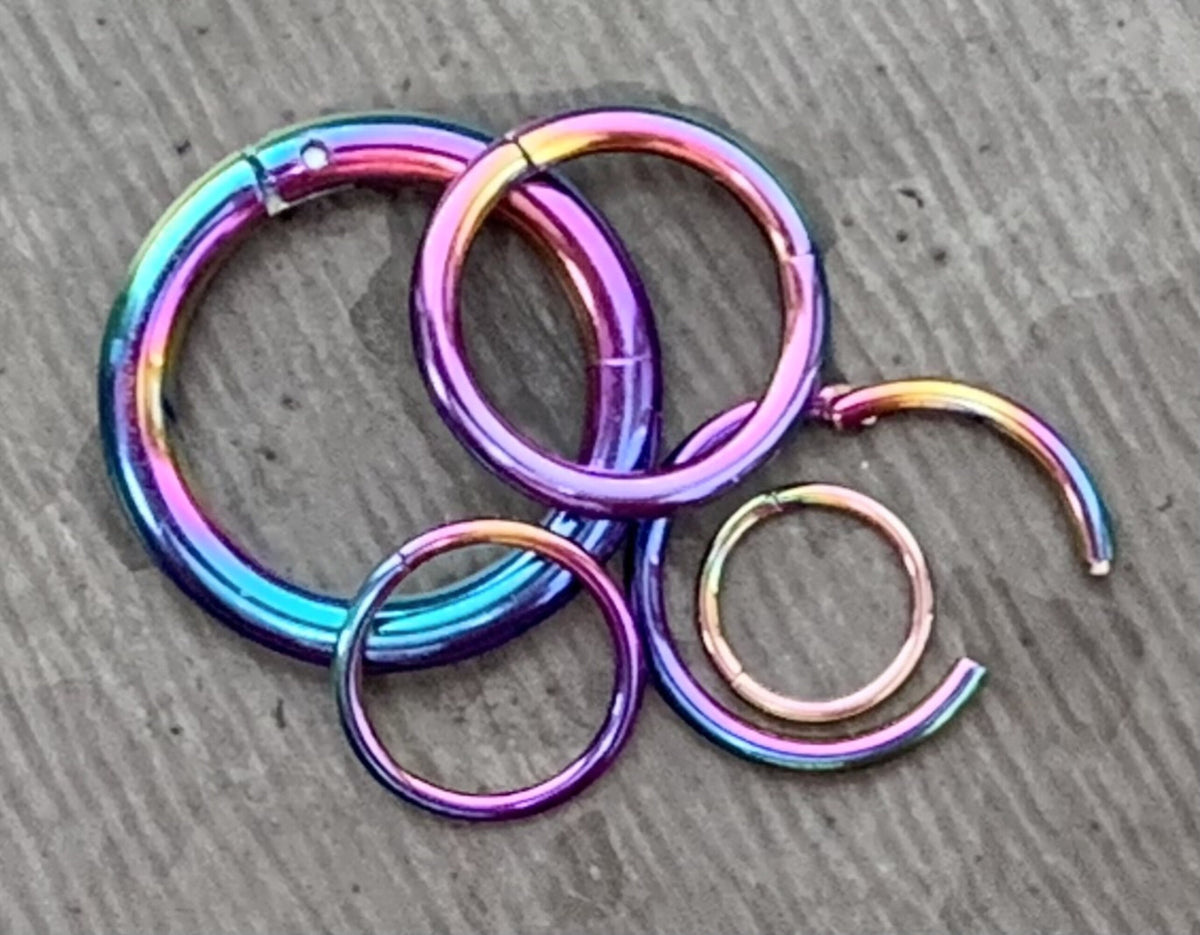 1 Piece of Unique Rainbow Hinged Segment Septum Ring/Hoop - Gauges 10g, 12g, 14g, 16g, 18g & 20g available!