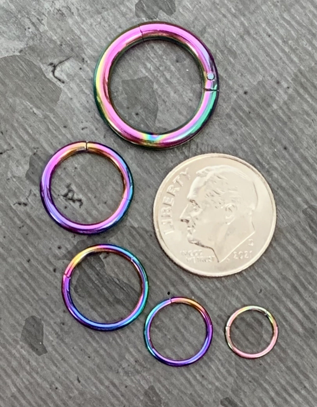 1 Piece of Unique Rainbow Hinged Segment Septum Ring/Hoop - Gauges 10g, 12g, 14g, 16g, 18g & 20g available!