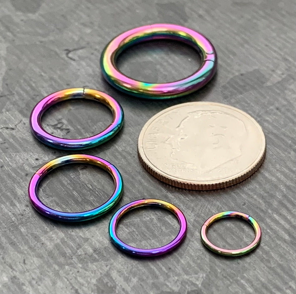 1 Piece of Unique Rainbow Hinged Segment Septum Ring/Hoop - Gauges 10g, 12g, 14g, 16g, 18g & 20g available!