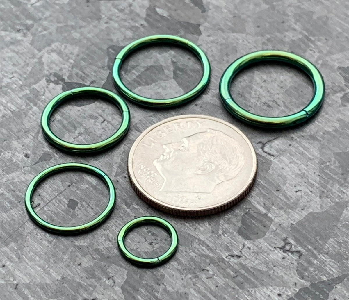1 Piece of Beautiful Green Hinged Segment Septum Ring/Hoop - Gauges 14g, 16g, 18g & 20g available!