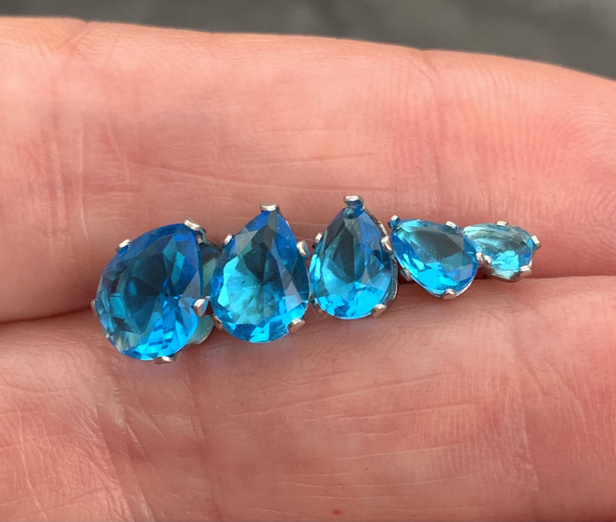 PAIR of Stunning Hypoallergenic Aqua CZ Gem Teardrop Stud Earrings - 3mm, 4mm, 5mm, 6mm & 7mm Gem Size Available!