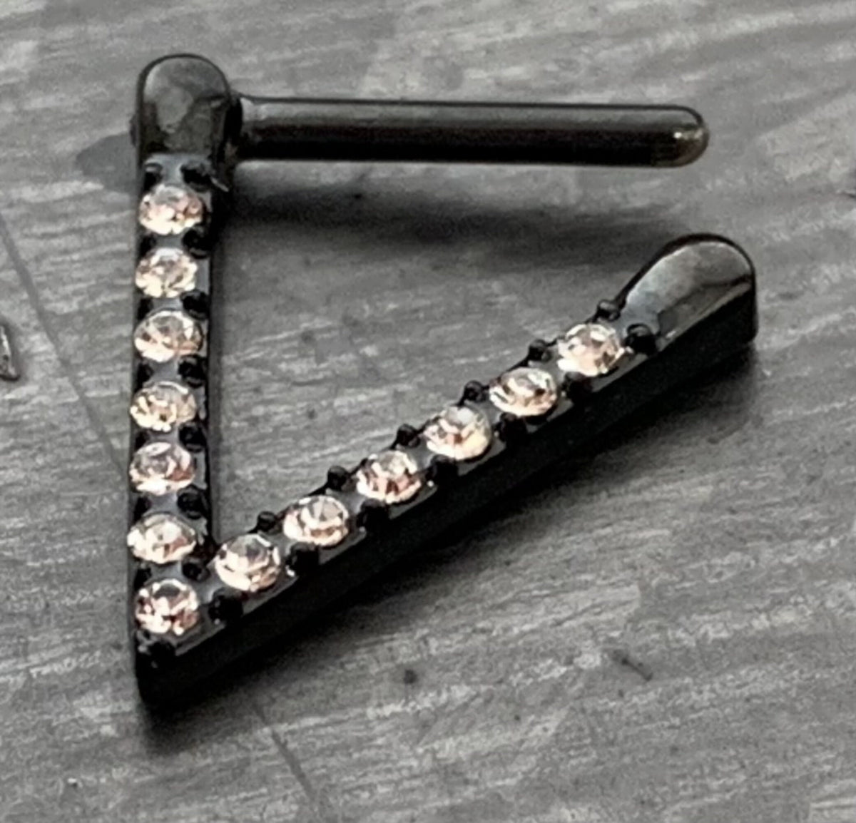 1 Piece Unique Triangle CZ Gem Steel Hinged Segment Ring - 16g - 8mm internal diameter - Black, Silver and Gold available!