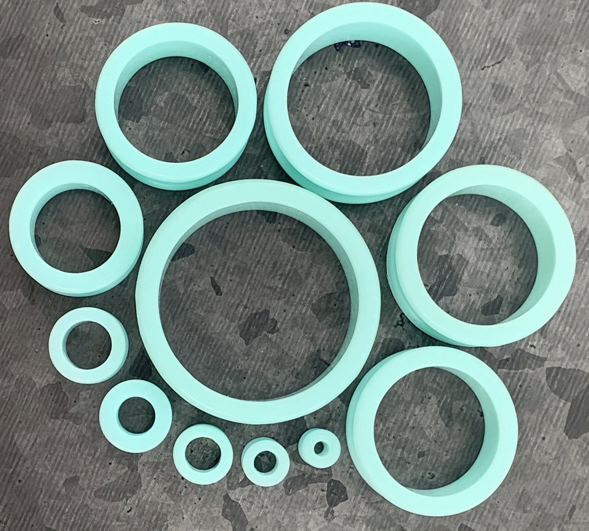 PAIR of Unique Teal Silicone Double Flare Tunnels - Gauges 2g (6mm) up to 2" (51mm) available!