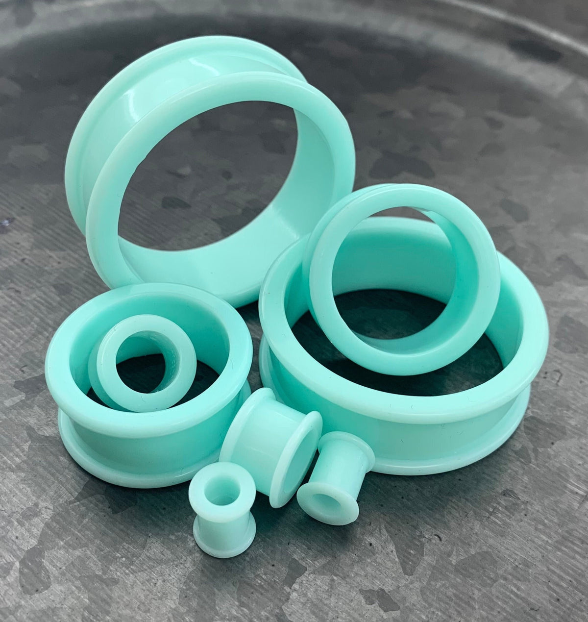 PAIR of Unique Teal Silicone Double Flare Tunnels - Gauges 2g (6mm) up to 2" (51mm) available!
