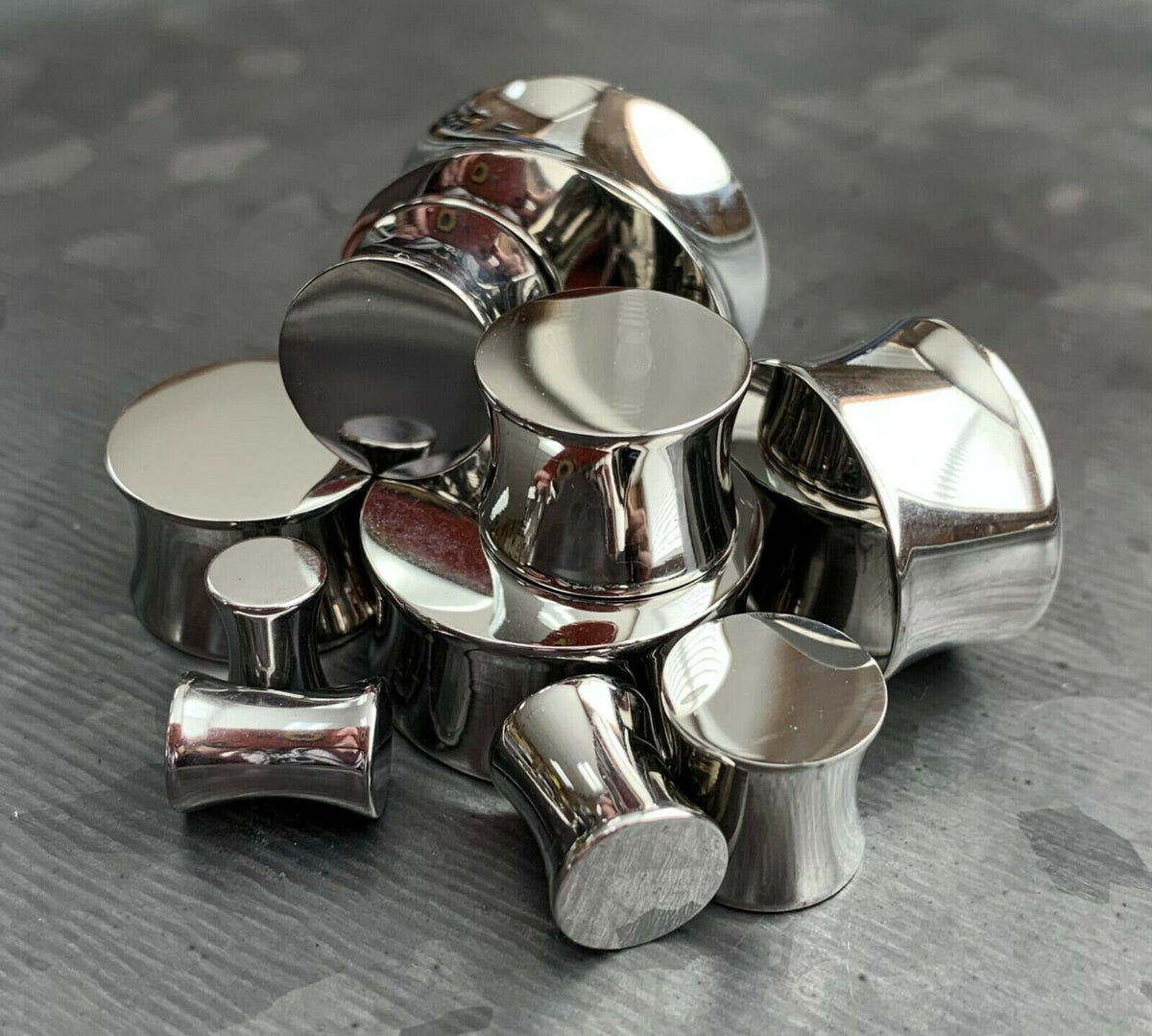PAIR of Stunning Hand Polished Solid 316L Surgical Steel Double Flare Saddle Plugs - Gauges 4g (5mm) thru 1" (25mm) available!
