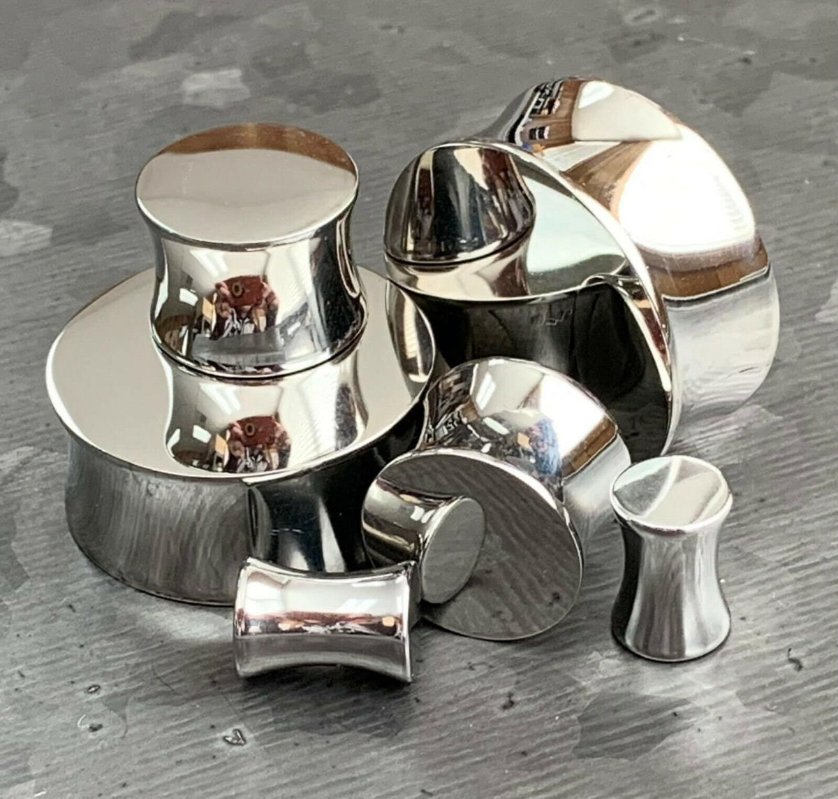 PAIR of Stunning Hand Polished Solid 316L Surgical Steel Double Flare Saddle Plugs - Gauges 4g (5mm) thru 1" (25mm) available!