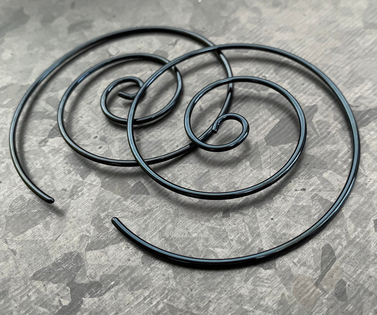 PAIR of Unique Large Steel Spiral Coiled Tapers - Gauges 14g (1.6mm) and 16g (1.2mm) available!