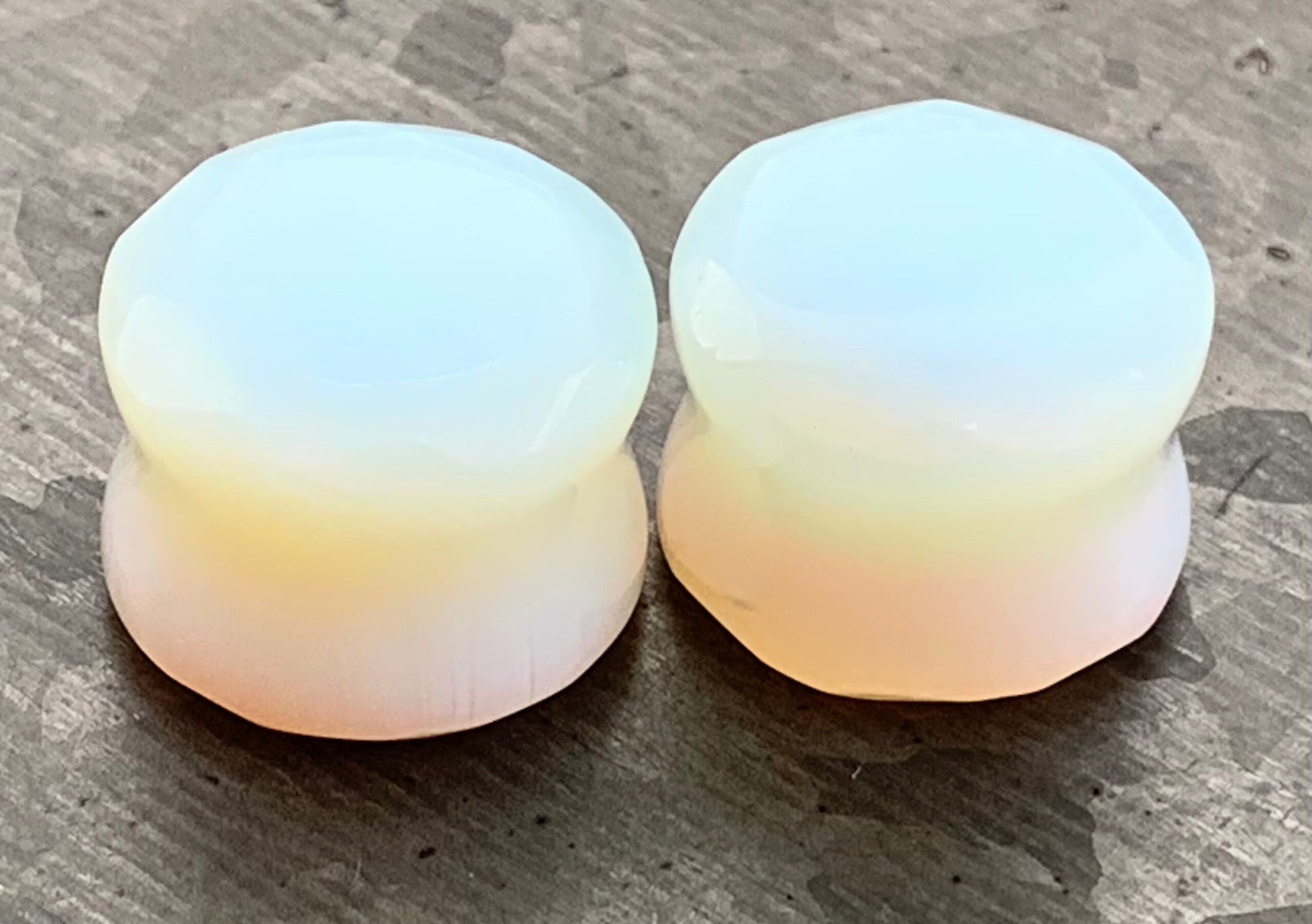 PAIR of Stunning Faceted Organic Opalite Stone Double Flare Plugs - Gauges 4g (5mm) through 14mm) available!