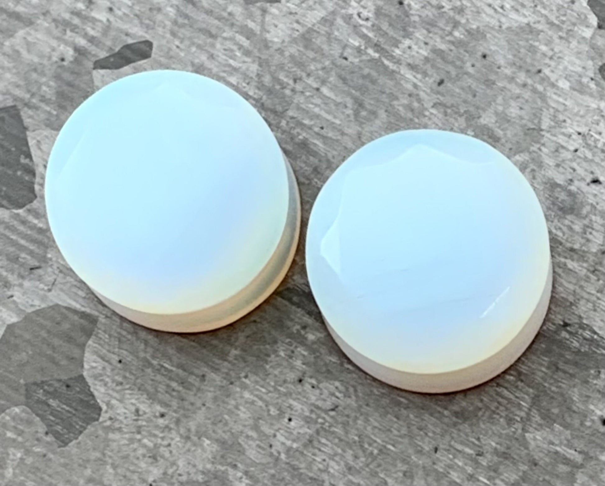 PAIR of Stunning Faceted Organic Opalite Stone Double Flare Plugs - Gauges 4g (5mm) through 14mm) available!
