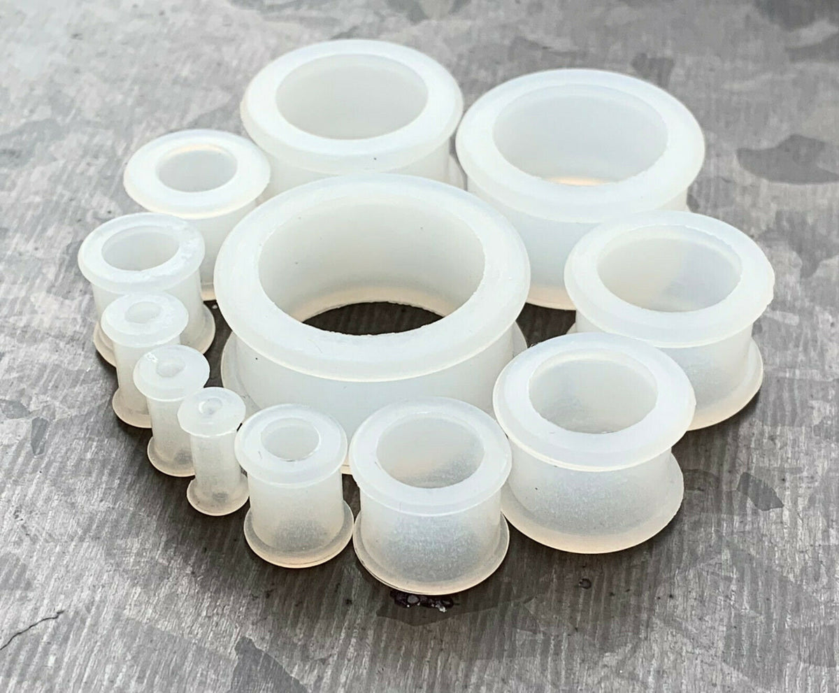 PAIR of Unique Glow in the Dark Silicone Double Flare Tunnels - Gauges 2g (6mm) up to 1" (25mm) available!