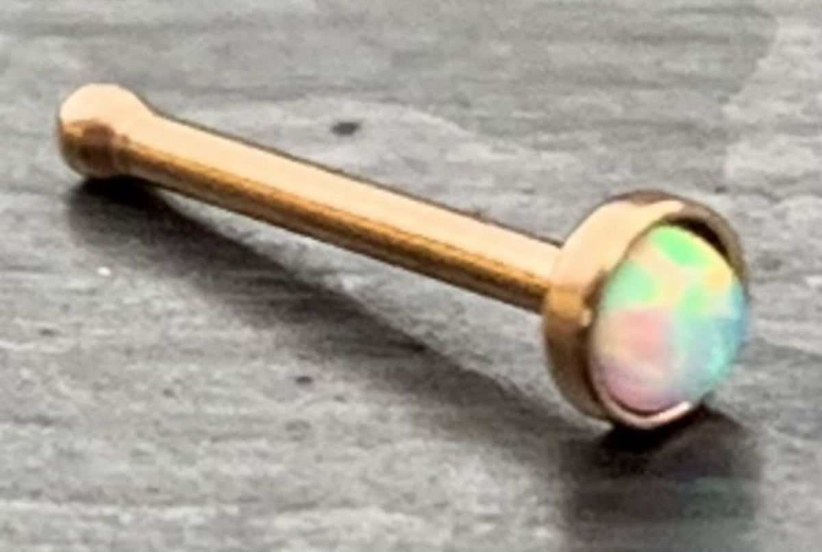 1 Piece Stunning Opal Set Nose Stud / Bone 316L Surgical Steel Ring - White, Green, Blue & Purple Opals Available!