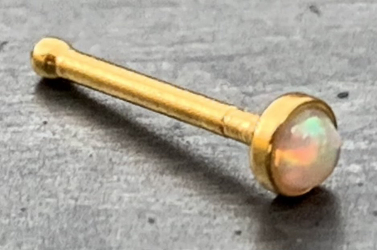 1 Piece Stunning Opal Set Nose Stud / Bone 316L Surgical Steel Ring - White, Green, Blue & Purple Opals Available!