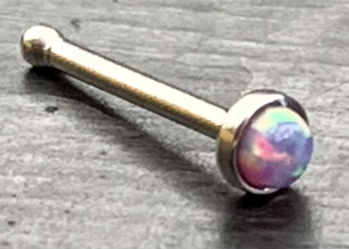 1 Piece Stunning Opal Set Nose Stud / Bone 316L Surgical Steel Ring - White, Green, Blue & Purple Opals Available!