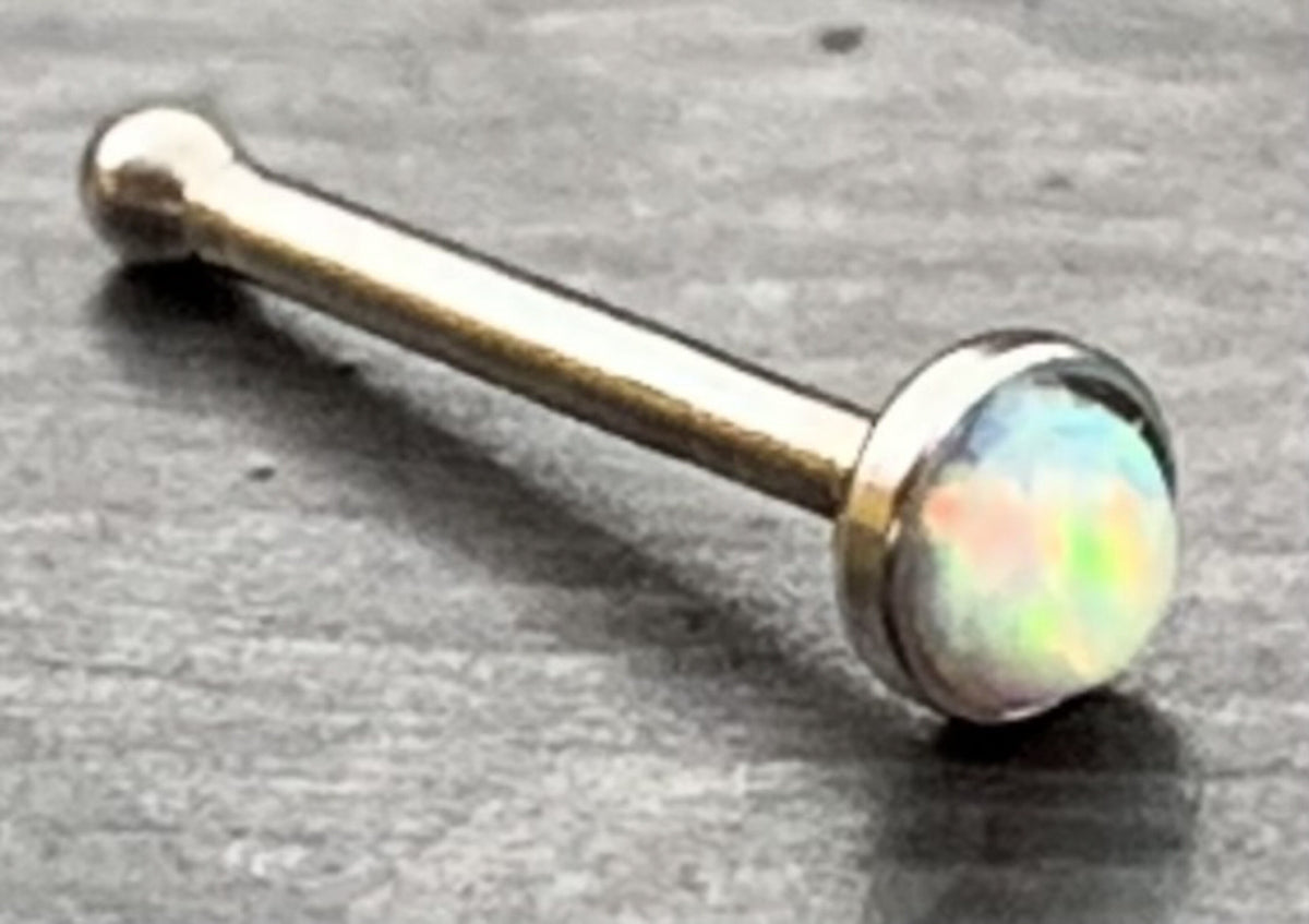 1 Piece Stunning Opal Set Nose Stud / Bone 316L Surgical Steel Ring - White, Green, Blue & Purple Opals Available!